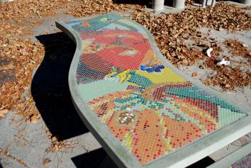 Our Garden Mosaic Benches, Umana Middle School Academy, Gretchen Schneider